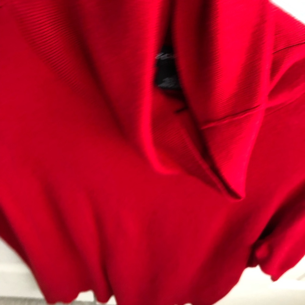 Red high collar top